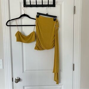 Tiger Mist Medium Two Piece Skirt Set Mustard Yellow